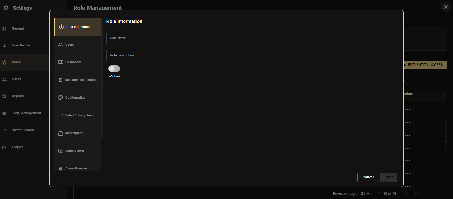 Configure New Role wizard — Role Information step